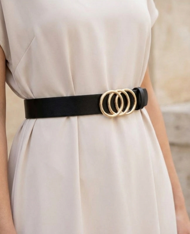 Cinto de Vestido Mulher Preto em Couro "Clémence"