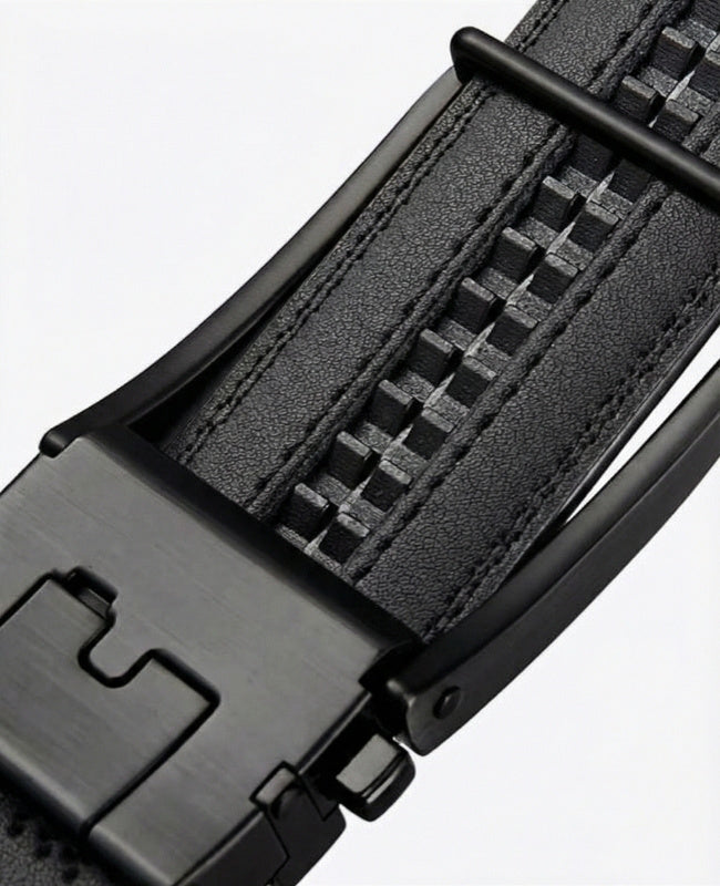 Ceinture de Costume Homme Noir en Cuir Sans Trou "Gustave"