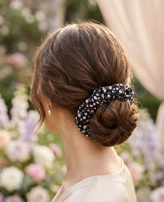 Elástico de cabelo Liberty Preto n°3 Mulher «Suzanne»