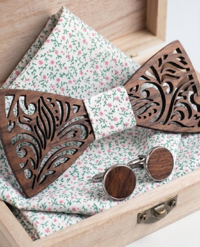 Coffret de Laço Liberty homem em madeira «Baptiste»