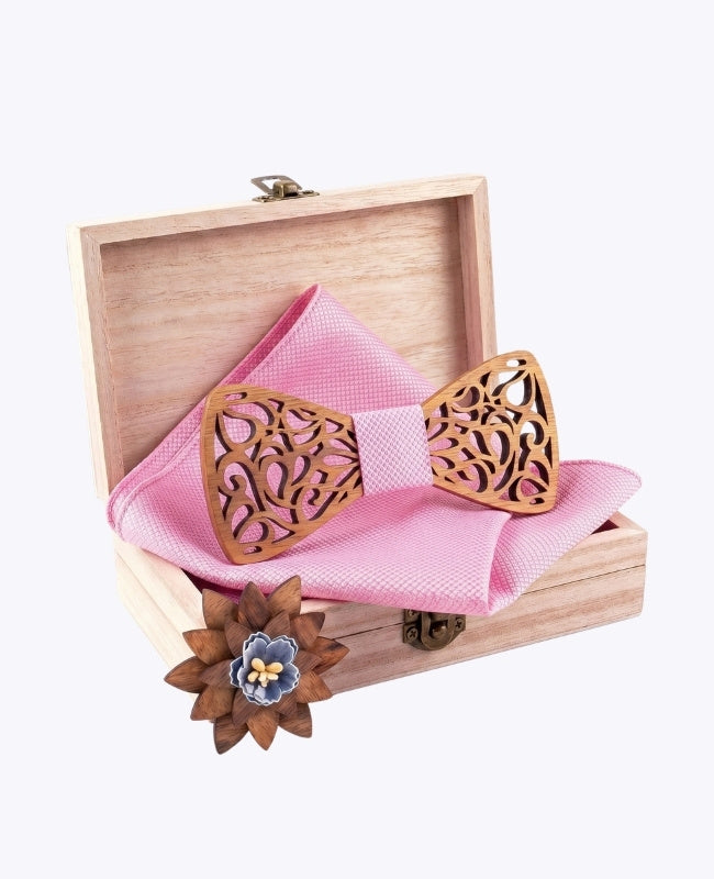 Coffret Laço Rosa Homem em Madeira «Hercule»