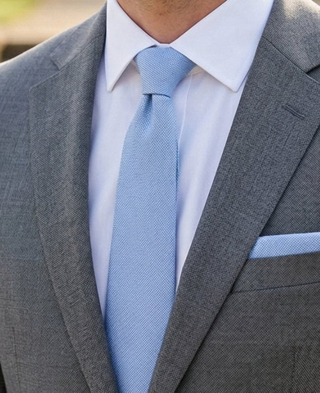 Gravata Azul n°3 Homem em Algodão «Edgard»
