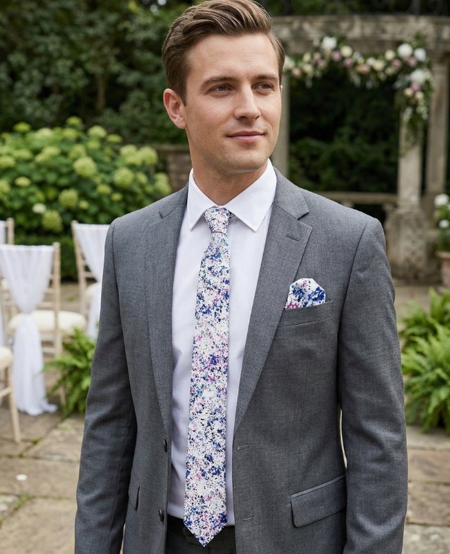 Gravata Liberty Branco n°1 Homem em Algodão «Charles»