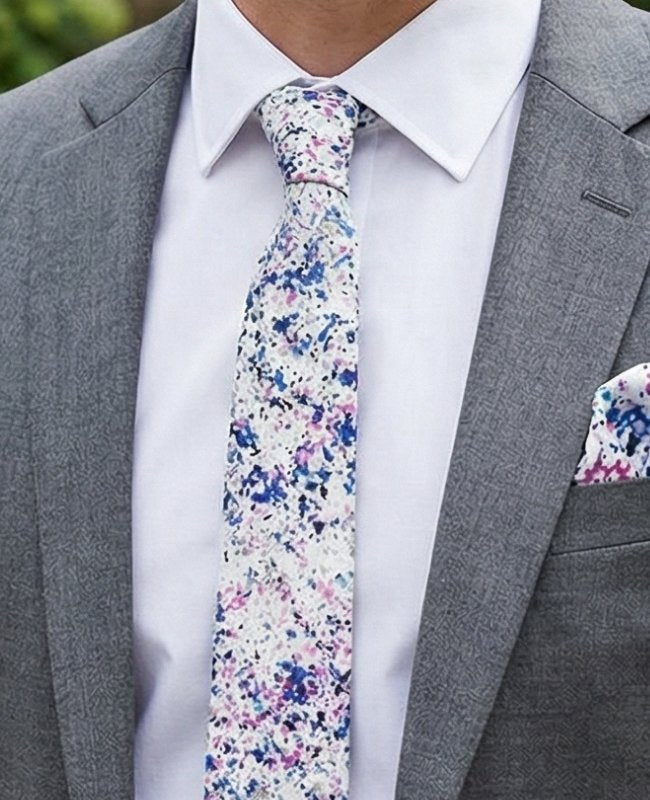 Gravata Liberty Branco n°1 Homem em Algodão «Charles»