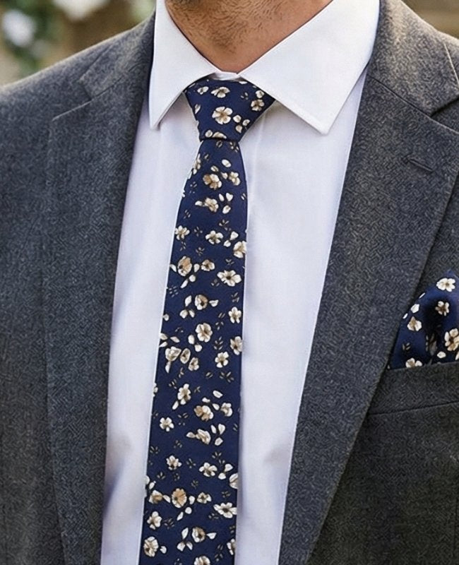 Gravata Liberty Azul n°13 Homem em Algodão «Gaspard»