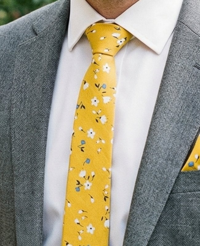 Gravata Liberty Amarelo Homem em Algodão «Gaspard»