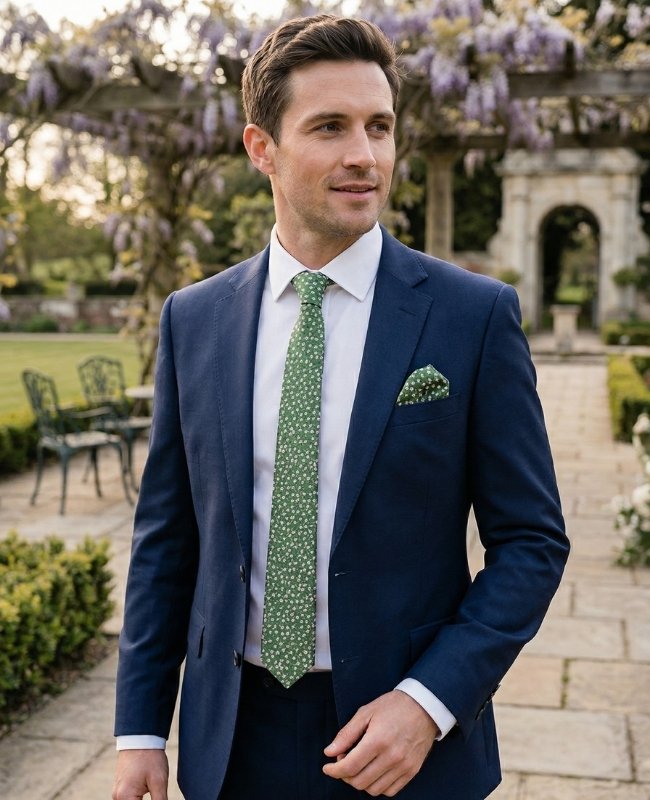 Gravata Liberty Verde n°1 Homem em Algodão «Gaspard»