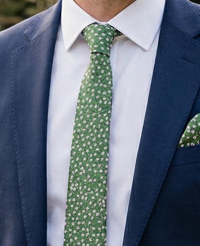 Gravata Liberty Verde n°1 Homem em Algodão «Gaspard»
