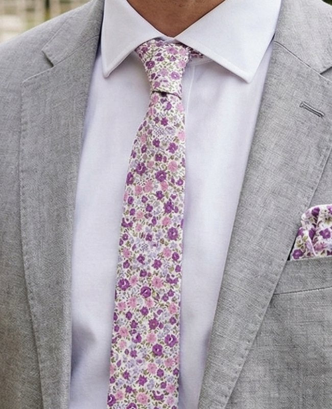 Gravata Liberty Violeta Homem em Algodão «Gaspard»