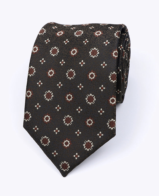 Gravata Castanho n°1 Com Padrões Homem em Poliéster «Edmond»