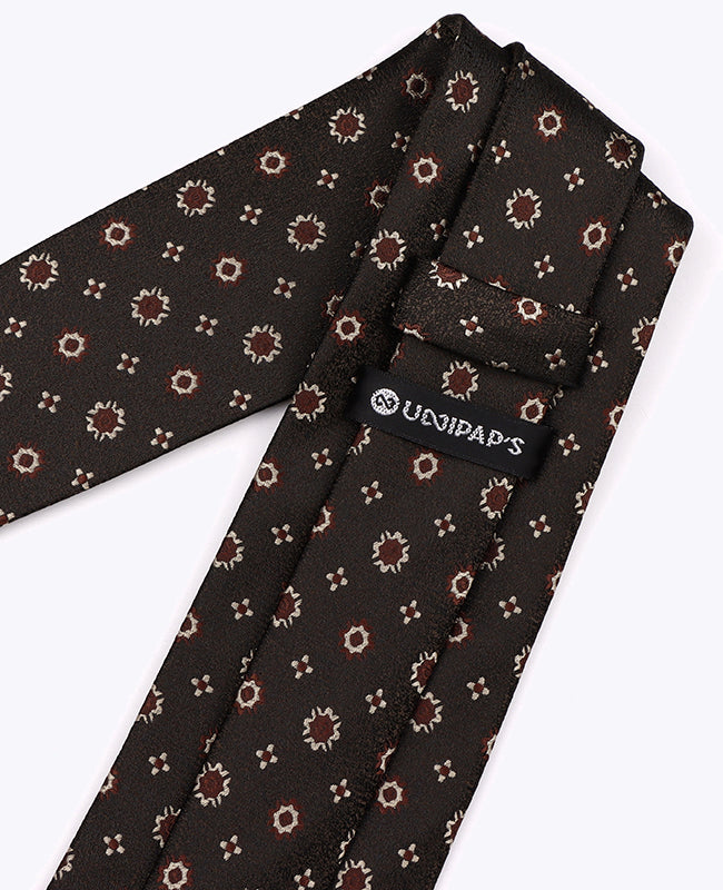 Gravata Castanho n°1 Com Padrões Homem em Poliéster «Edmond»