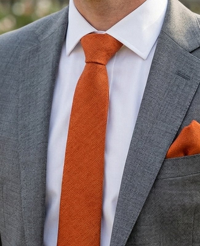 Gravata Terracotta n°1 Homem em Efeito Veludo «Simon»