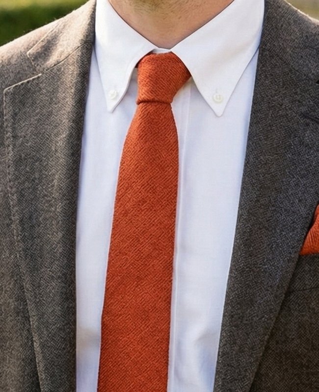 Gravata Terracotta n°2 Homem em Efeito Veludo «Simon»