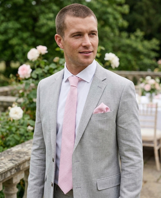 Gravata Rosa n°2 Homem em Algodão «Edgard»