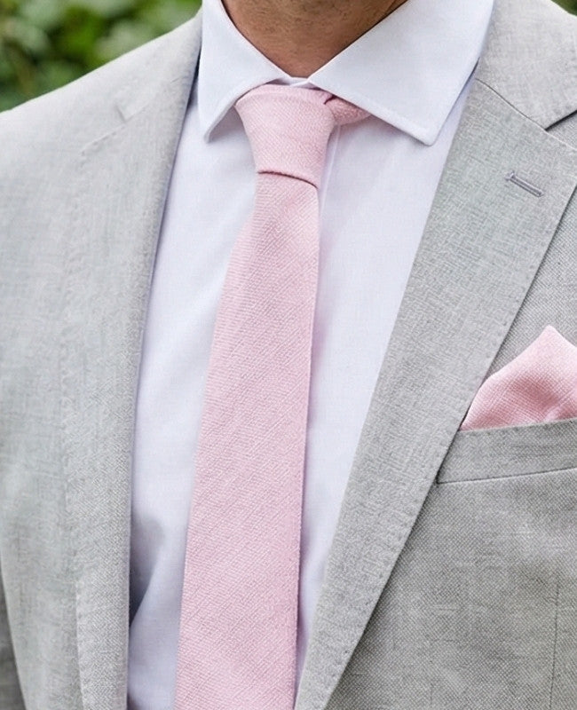 Gravata Rosa n°2 Homem em Algodão «Edgard»