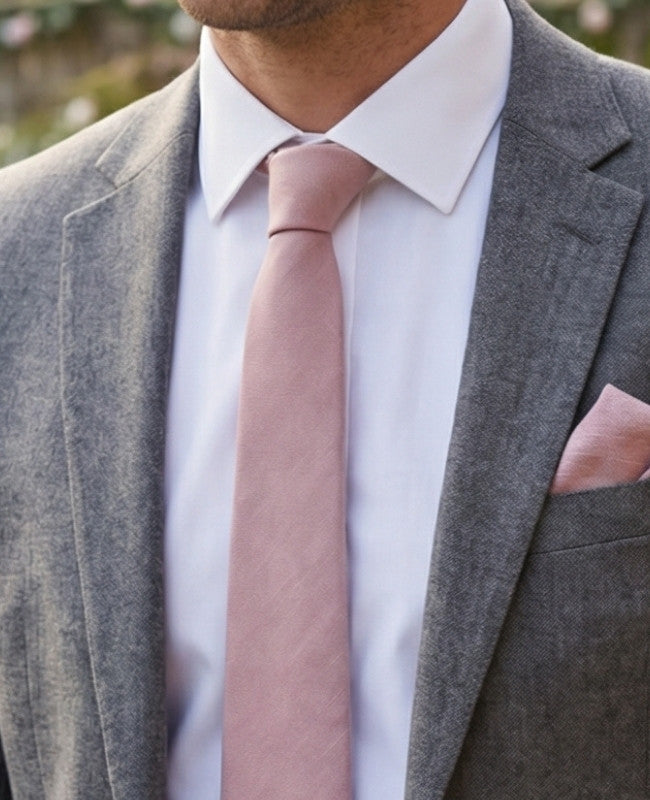 Gravata Rosa n°3 Homem em Algodão «Edgard»