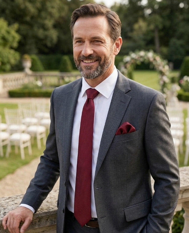 Gravata Vermelho n°1 Homem em Poliéster «Martin»