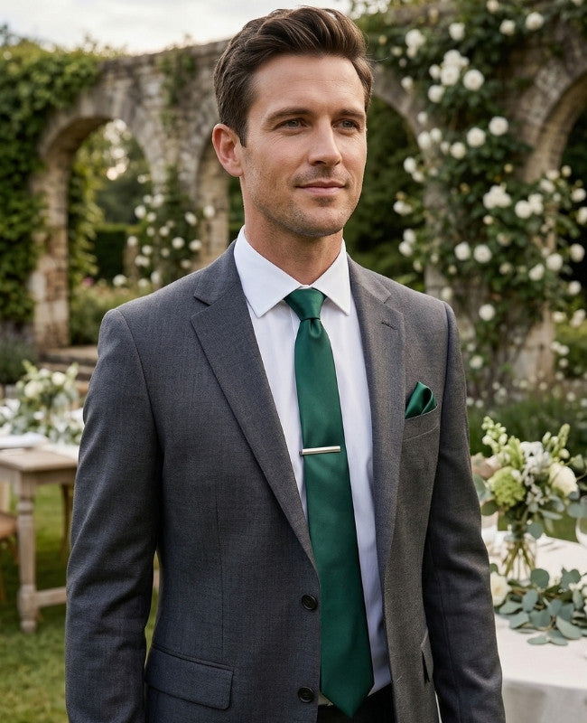 Gravata Verde n°1 Homem em Poliéster «Jules»