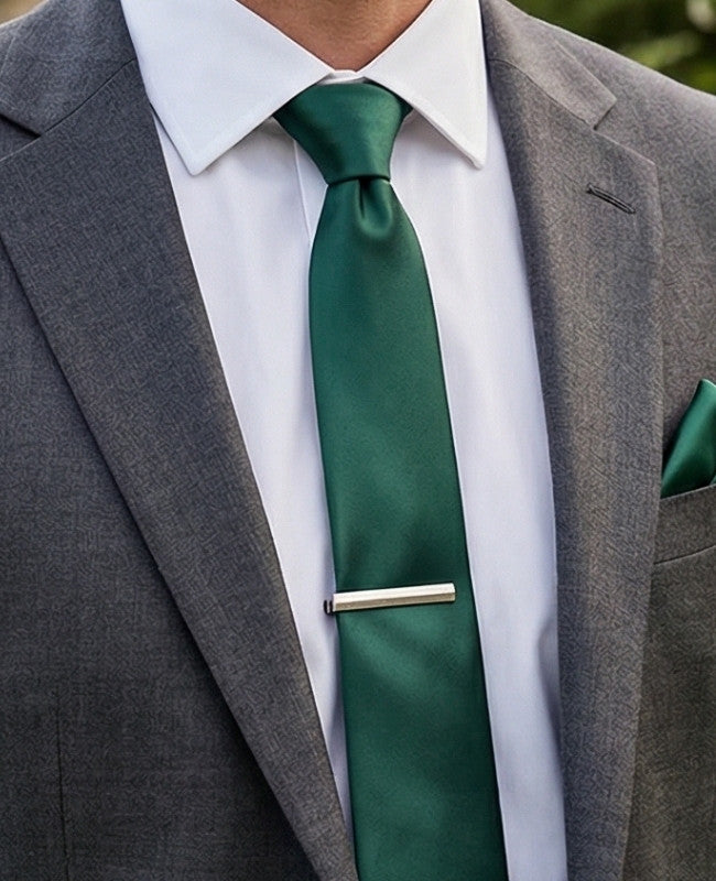 Gravata Verde n°1 Homem em Poliéster «Jules»