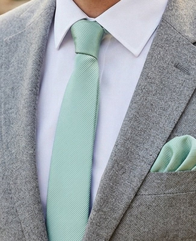 Gravata Verde n°1 Homem em Poliéster «Lucien»