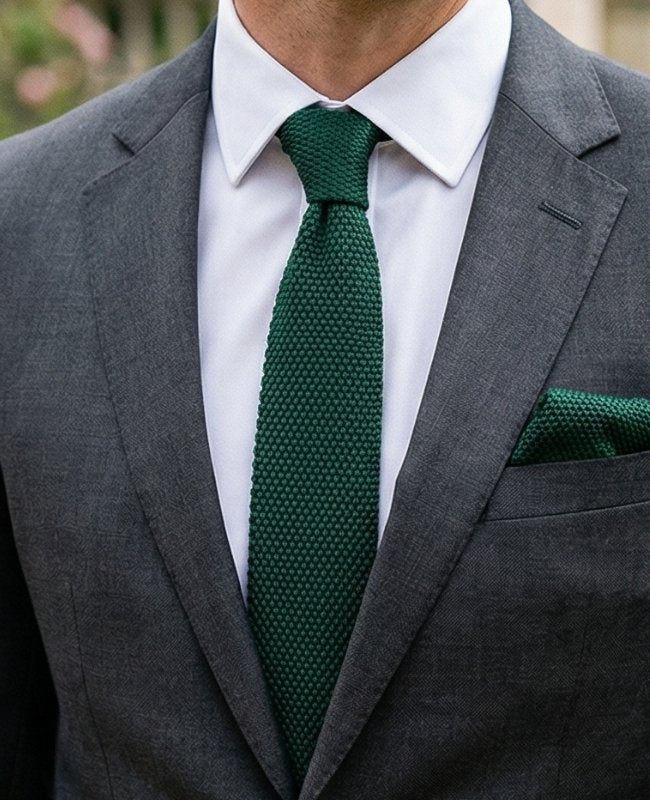 Gravata Verde n°1 Homem em Malha «Léon»