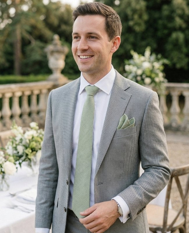 Gravata Verde n°2 Homem em Algodão «Oscar»