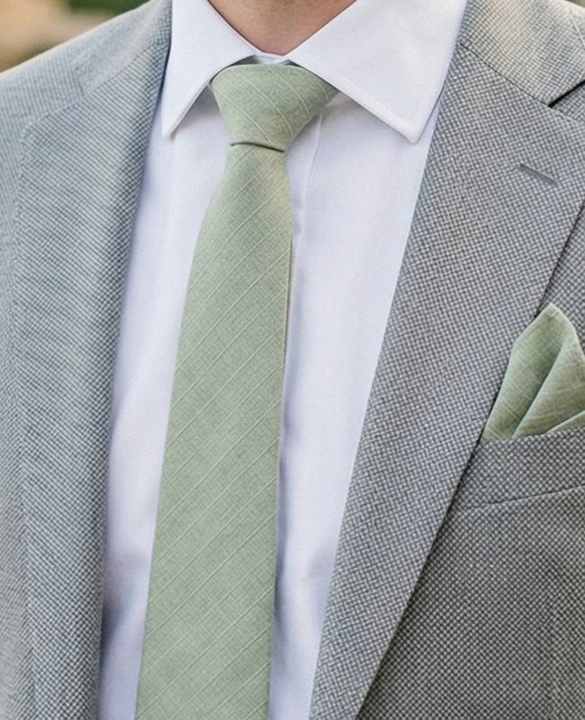 Gravata Verde n°2 Homem em Algodão «Oscar»