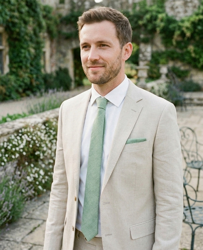 Gravata Verde n°2 Homem em Efeito Veludo «Simon»