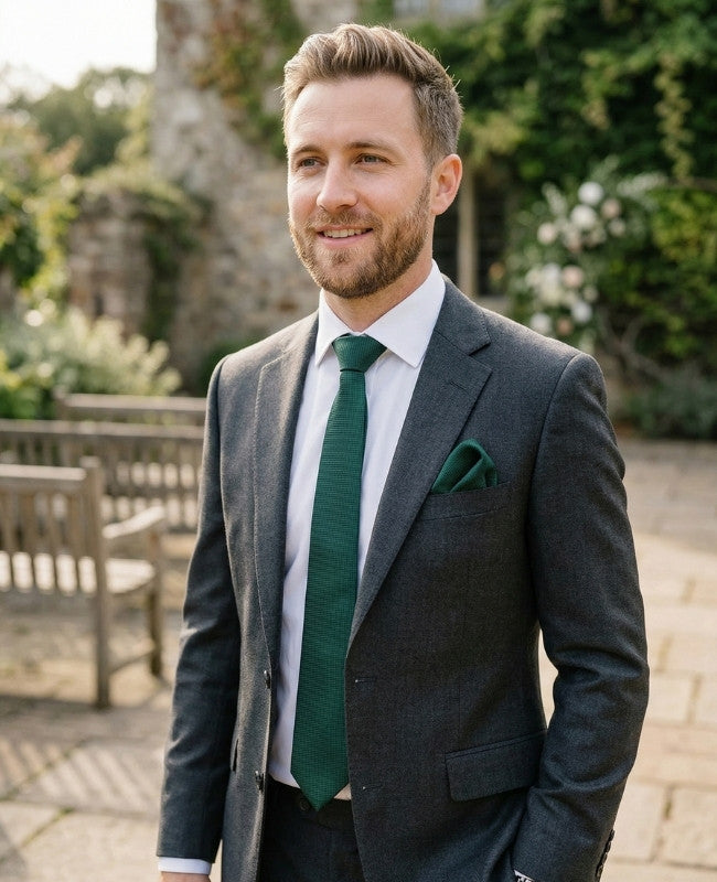 Gravata Verde n°2 Homem em Poliéster «Martin»