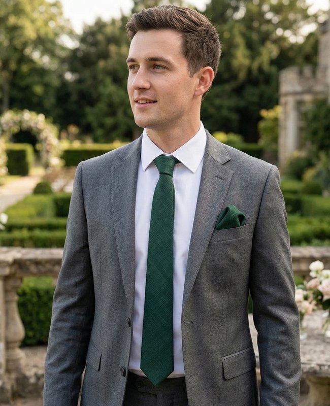 Gravata Verde n°4 Homem em Linho «Basile»