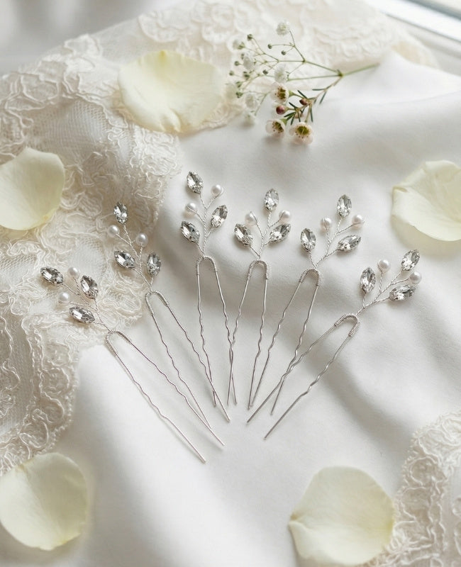 Alfinete Florido Prateado Mulher «Camille»