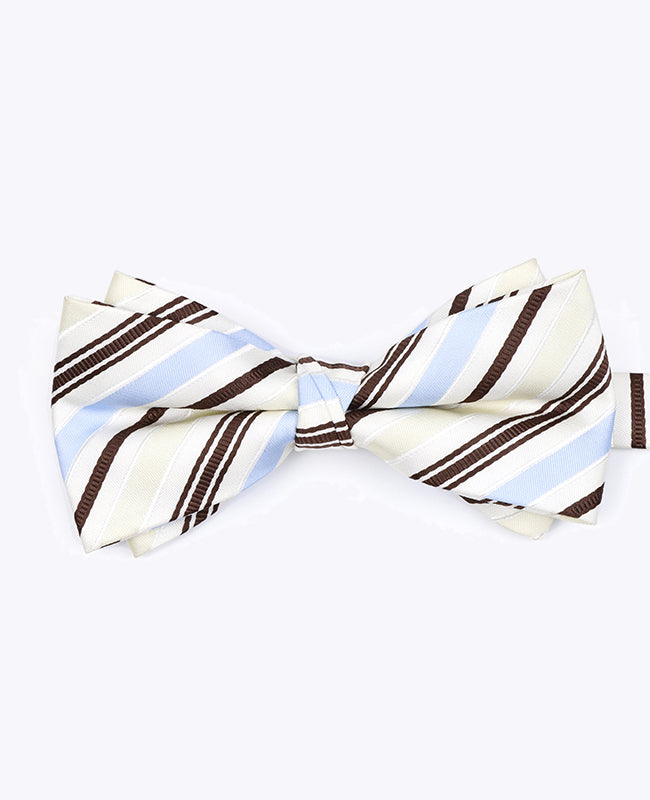 Noeud Papillon Blanc à Rayures Homme en Polyester «Edmond»
