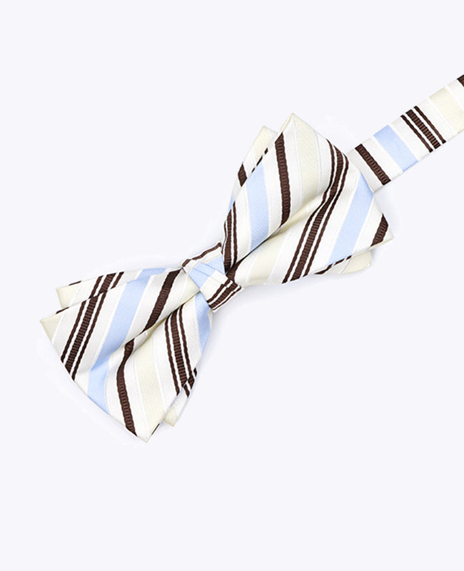 Gravata Borboleta Branca às Riscas Homem em Poliéster «Edmond»