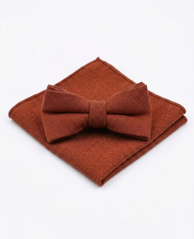 Laço Criança + Lenço de bolso Terracotta em Algodão «Edgard»