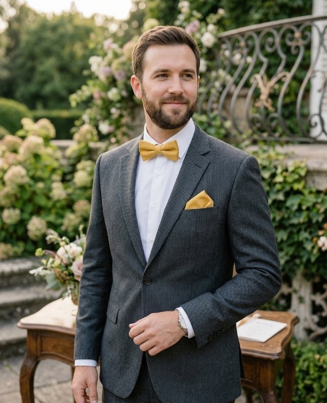 Laço Amarelo n°2 Homem em Efeito Veludo «Simon»