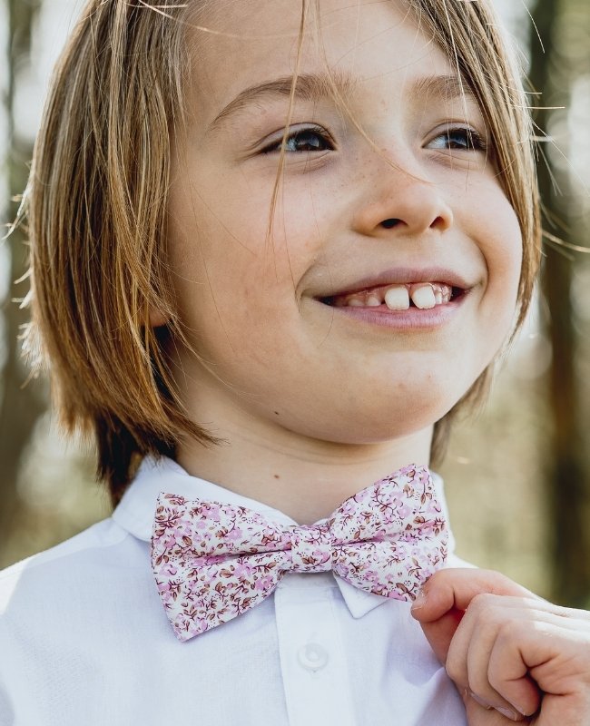 Laço Liberty Rosa n°4 Criança em Algodão «Gaspard»