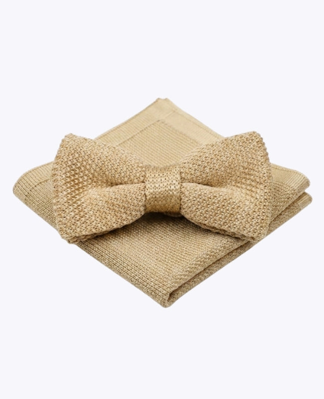 Laço + Lenço de bolso Dourado Homem em Malha «Léon»