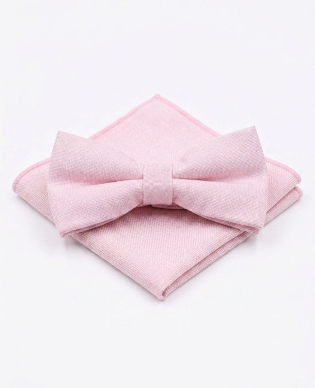 Laço + Lenço de bolso Rosa n°2 Homem em Algodão «Edgard»