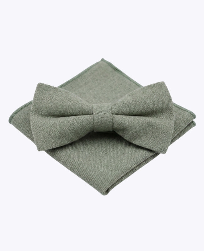 Laço + Lenço de bolso Verde n°2 Homem em Algodão «Edgard»