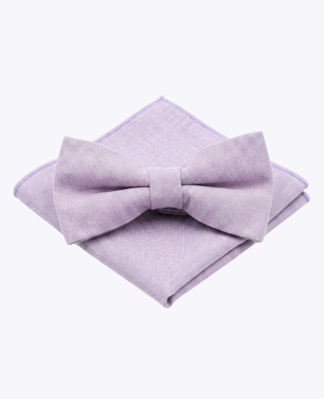Laço + Lenço de bolso Violeta Homem em Algodão «Edgard»