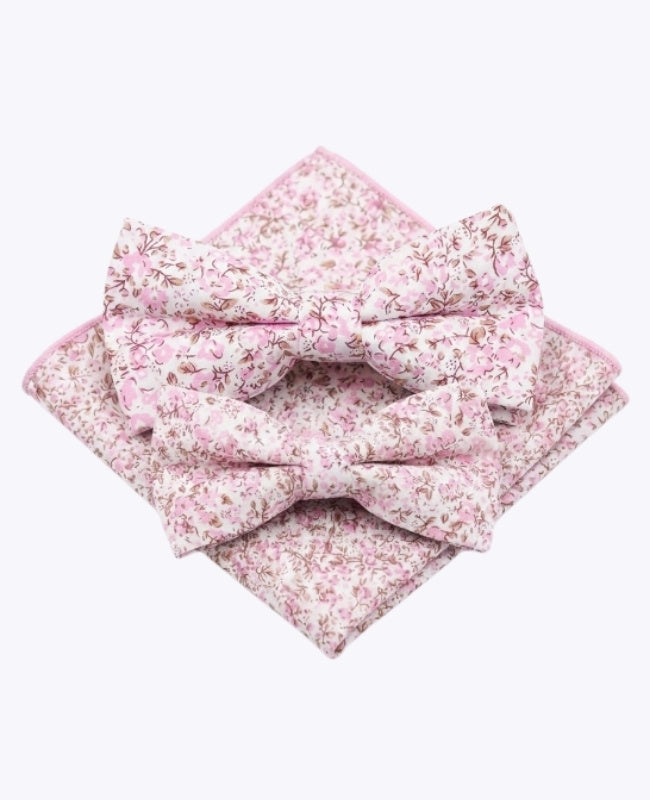 "Laços Liberty Rosa n°4 Pai & Filho + Lenço de Bolso em Algodão «Gaspard»"