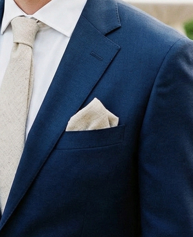 Lenço de bolso Branco n°2 em Linho «Basile»