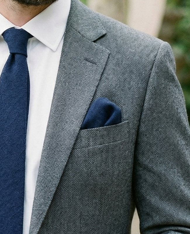 Lenço de bolso Azul n°5 em Linho «Basile»