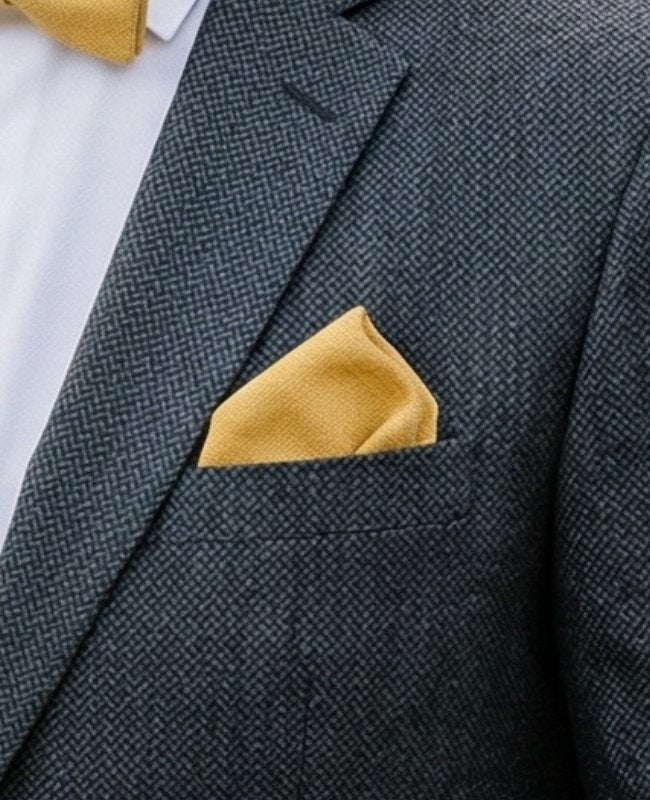 Lenço de bolso Amarelo n°2 em Efeito Veludo «Simon»
