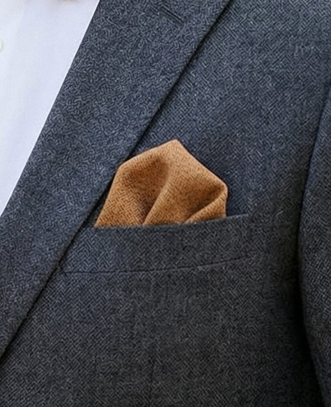 Lenço de bolso Castanho n°1 em Efeito Veludo «Simon»