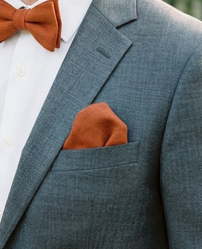 Lenço de bolso Terracotta n°1 em Efeito Veludo «Simon»