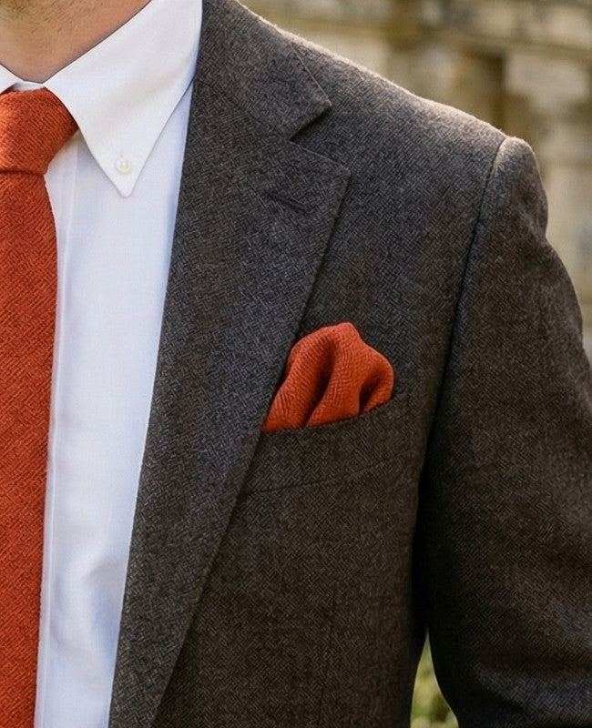 Lenço de bolso Terracotta n°2 em Efeito Veludo «Simon»