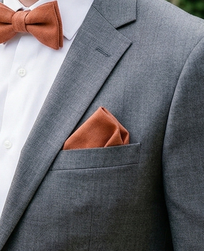 Lenço de bolso Terracotta n°3 em Efeito Veludo «Simon»