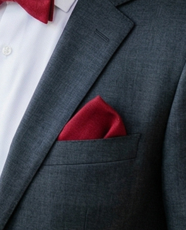 Lenço de bolso Vermelho n°2 em Linho «Basile»