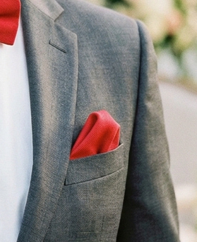 Lenço de bolso Vermelho n°3 em Linho «Basile»